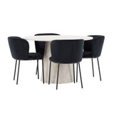 Stůl Lanzo – béžový se 4 židlemi Edina – černý