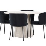 Stůl Lanzo – béžový se 4 židlemi Edina – černý