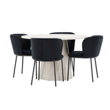Stůl Lanzo – béžový se 4 židlemi Edina – černý