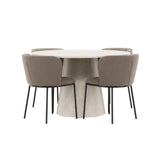 Stůl Lanzo - béžový se 4 židlemi Edina - černá / hnědá