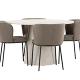 Stůl Lanzo - béžový se 4 židlemi Edina - černá / hnědá