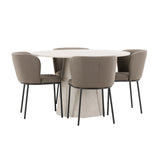 Stůl Lanzo - béžový se 4 židlemi Edina - černá / hnědá
