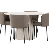 Stůl Lanzo - béžový se 4 židlemi Edina - černá / hnědá