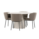 Stůl Lanzo - béžový se 4 židlemi Edina - černá / hnědá