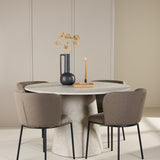 Stůl Lanzo - béžový se 4 židlemi Edina - černá / hnědá