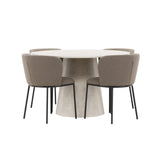 Stůl Lanzo - béžový se 4 židlemi Edina - černá / hnědá