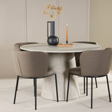 Stůl Lanzo - béžový se 4 židlemi Edina - černá / hnědá