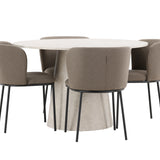 Stůl Lanzo - béžový se 4 židlemi Edina - černá / hnědá