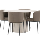 Stůl Lanzo - béžový se 4 židlemi Edina - černá / hnědá