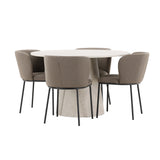 Stůl Lanzo - béžový se 4 židlemi Edina - černá / hnědá