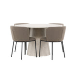 Stůl Lanzo - béžový se 4 židlemi Edina - černá / hnědá