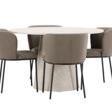 Stůl Lanzo - béžový se 4 židlemi Edina - černá / hnědá