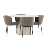 Stůl Lanzo - béžový se 4 židlemi Edina - černá / hnědá