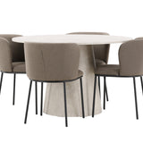 Stůl Lanzo - béžový se 4 židlemi Edina - černá / hnědá