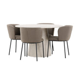 Stůl Lanzo - béžový se 4 židlemi Edina - černá / hnědá