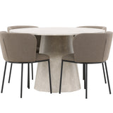 Stůl Lanzo - béžový se 4 židlemi Edina - černá / hnědá