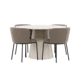 Stůl Lanzo - béžový se 4 židlemi Edina - černá / hnědá