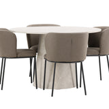 Stůl Lanzo - béžový se 4 židlemi Edina - černá / hnědá