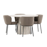 Stůl Lanzo - béžový se 4 židlemi Edina - černá / hnědá