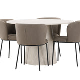 Stůl Lanzo - béžový se 4 židlemi Edina - černá / hnědá