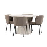 Stůl Lanzo - béžový se 4 židlemi Edina - černá / hnědá