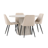 Stůl Lanzo - béžový se 4 nočními židlemi - černá / béžová