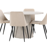 Stůl Lanzo - béžový se 4 nočními židlemi - černá / béžová