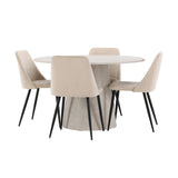 Stůl Lanzo - béžový se 4 nočními židlemi - černá / béžová