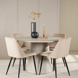 Stůl Lanzo - béžový se 4 nočními židlemi - černá / béžová