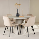 Stůl Lanzo - béžový se 4 nočními židlemi - černá / béžová