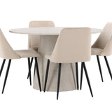 Stůl Lanzo - béžový se 4 nočními židlemi - černá / béžová