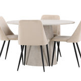 Stůl Lanzo - béžový se 4 nočními židlemi - černá / béžová