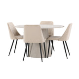 Stůl Lanzo - béžový se 4 nočními židlemi - černá / béžová