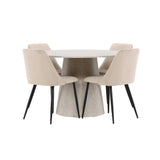 Stůl Lanzo - béžový se 4 nočními židlemi - černá / béžová