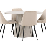 Stůl Lanzo - béžový se 4 nočními židlemi - černá / béžová