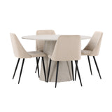 Stůl Lanzo - béžový se 4 nočními židlemi - černá / béžová