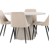 Stůl Lanzo - béžový se 4 nočními židlemi - černá / béžová