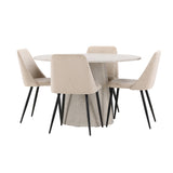 Stůl Lanzo - béžový se 4 nočními židlemi - černá / béžová