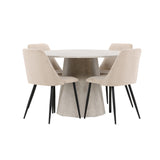 Stůl Lanzo - béžový se 4 nočními židlemi - černá / béžová