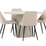 Stůl Lanzo - béžový se 4 nočními židlemi - černá / béžová