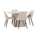 Stůl Lanzo - béžový se 4 nočními židlemi - černá / béžová