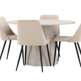 Stůl Lanzo - béžový se 4 nočními židlemi - černá / béžová