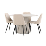 Stůl Lanzo - béžový se 4 nočními židlemi - černá / béžová