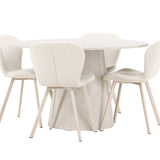 Stůl Lanzo - béžový se 4 židlemi Lilja - béžový