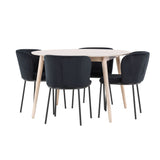 Stůl Flora - Whitewash se 4 židlemi Edina - Black