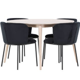 Stůl Flora - Whitewash se 4 židlemi Edina - Black