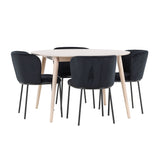 Stůl Flora - Whitewash se 4 židlemi Edina - Black