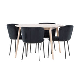 Stůl Flora - Whitewash se 4 židlemi Edina - Black