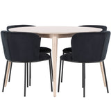 Stůl Flora - Whitewash se 4 židlemi Edina - Black