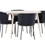 Stůl Flora - Whitewash se 4 židlemi Edina - Black